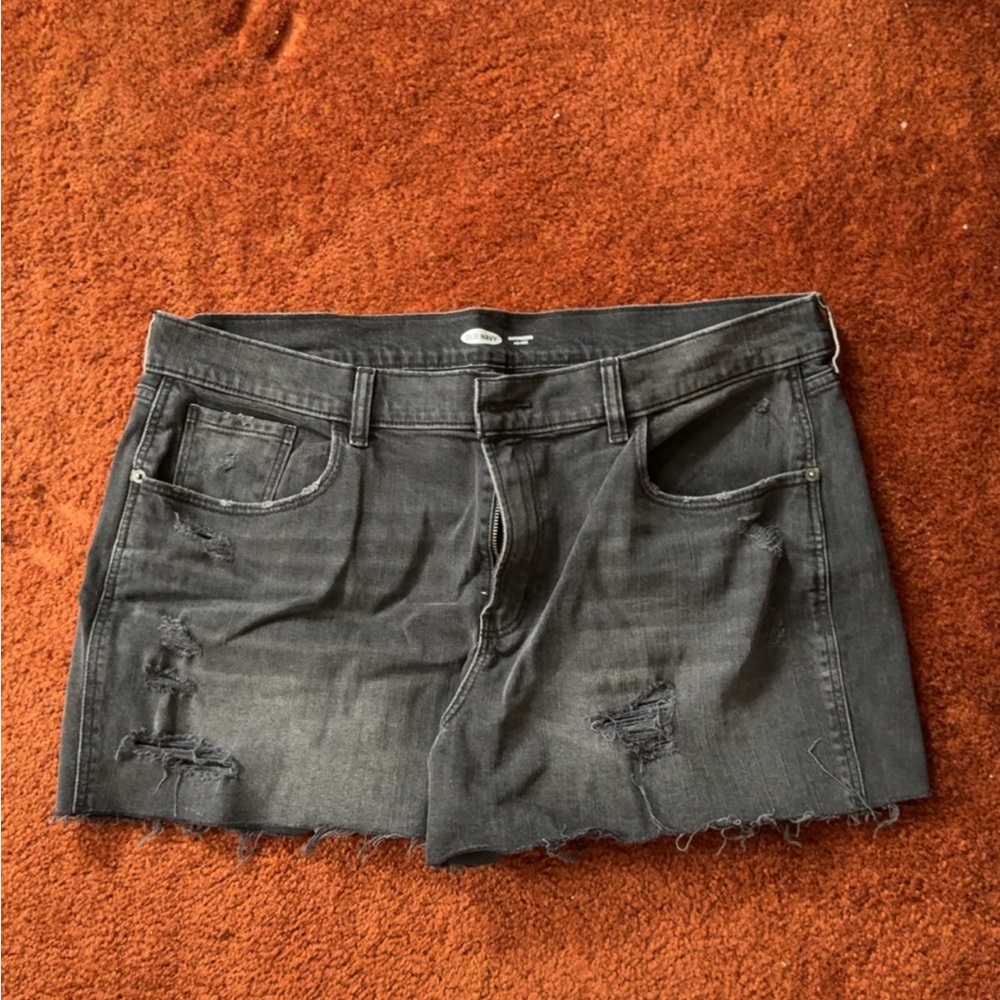 Distressed Black Denim & White Denim shorts